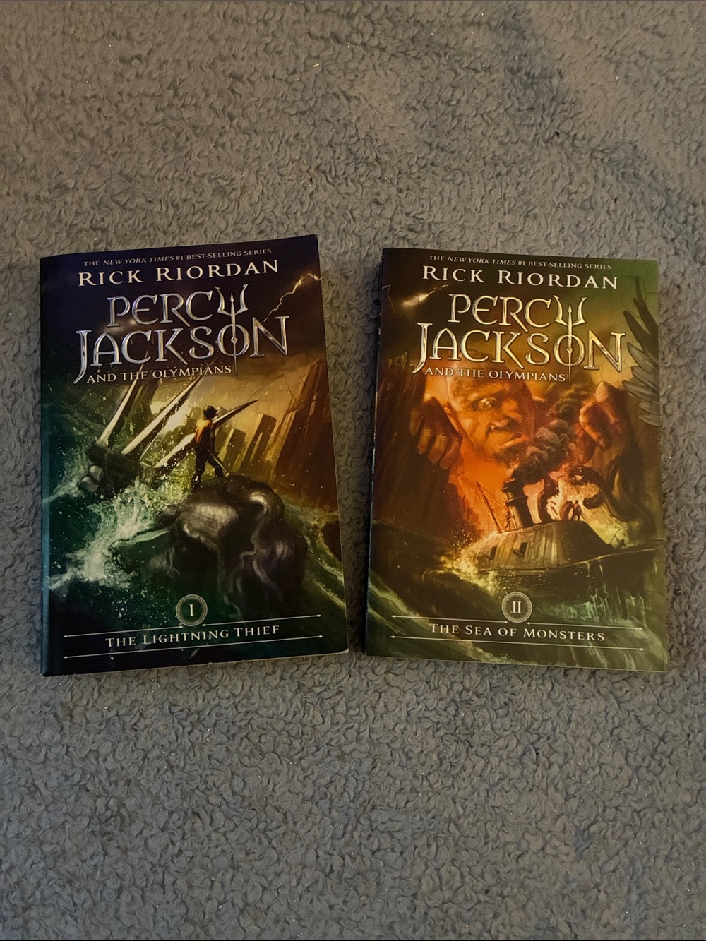 Percy Jackson and the Olympians Hardcover Books - Green and Orange Covers
